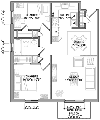 Plan appartement 4½ 715 pieds carrés Plan appartement 4½ 715 pieds carrés