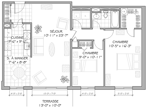 Plan appartement 4½ 870 pieds carrés type d Plan appartement 4½ 870 pieds carrés type d