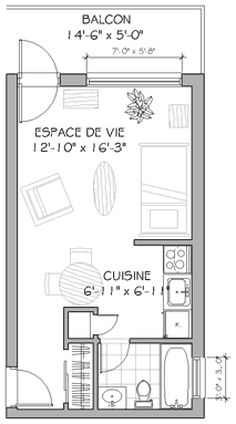 Plan appartement studio 307 pieds carrés type a Plan appartement studio 307 pieds carrés type a