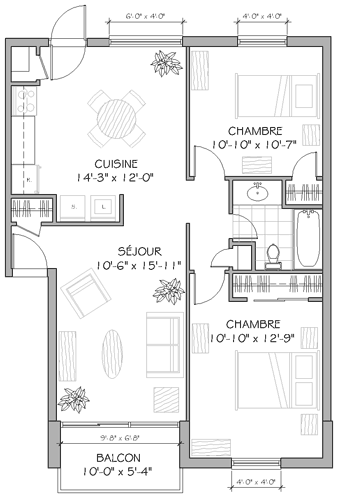 Plan appartement 4½ 850 pieds carrés type a' Plan appartement 4½ 850 pieds carrés type a'