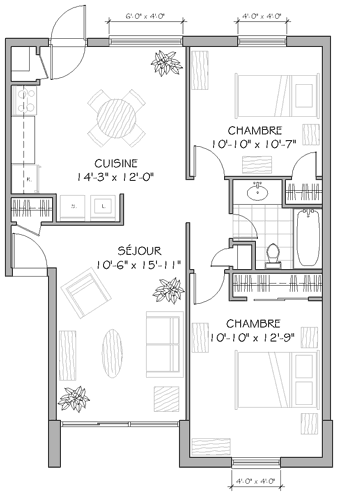 Plan appartement 4½ 850 pieds carrés type b' Plan appartement 4½ 850 pieds carrés type b'