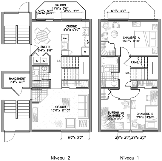 Plan appartement 5½ 1150 pieds carrés type c Plan appartement 5½ 1150 pieds carrés type c