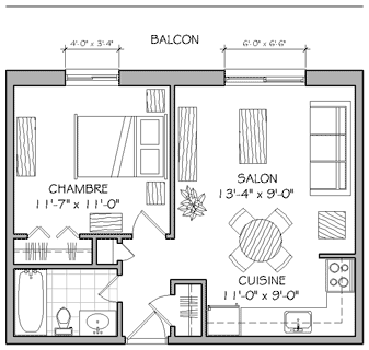 Plan appartement 3½ 480 pieds carrés type e Plan appartement 3½ 480 pieds carrés type e