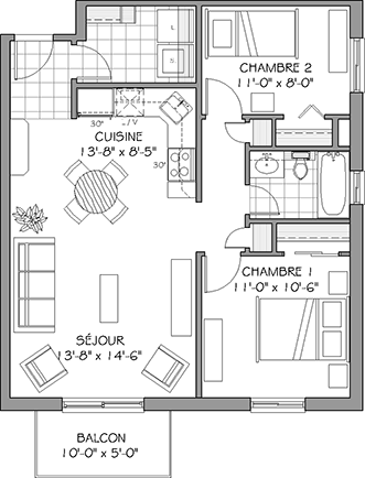 Plan appartement 44, app 108 Plan appartement 44, app 108