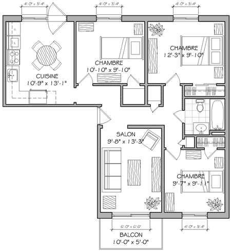 Plan appartement 5½ 800 pieds carrés type a Plan appartement 5½ 800 pieds carrés type a