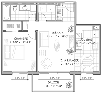 Plan appartement 3½ 605 pieds carrés type a Plan appartement 3½ 605 pieds carrés type a