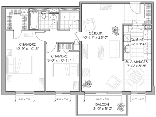 Plan appartement 4½ 870 pieds carrés type a Plan appartement 4½ 870 pieds carrés type a