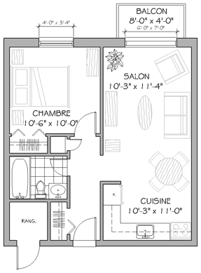 Plan appartement 3½ 520 pieds carrés type f' Plan appartement 3½ 520 pieds carrés type f'