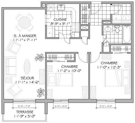 Plan appartement 4½ 925 pieds carrés type b Plan appartement 4½ 925 pieds carrés type b