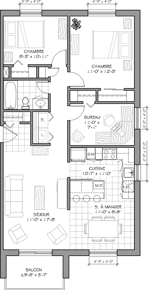 Plan appartement 495, app 12