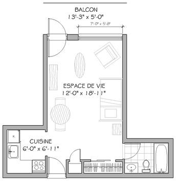 Plan appartement 2½ 340 pieds carrés type a Plan appartement 2½ 340 pieds carrés type a