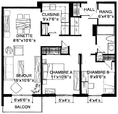 Plan appartement 4 1/2 880 pieds carrés Plan appartement 4 1/2 880 pieds carrés