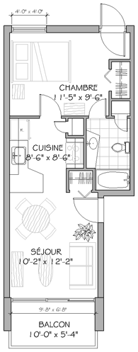 Plan appartement 3½ 425 pieds carrés type a Plan appartement 3½ 425 pieds carrés type a