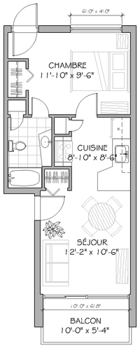 Plan appartement 3½ 425 pieds carrés type c' Plan appartement 3½ 425 pieds carrés type c'