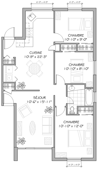 Plan appartement 5½ 1000 pieds carrés type b' Plan appartement 5½ 1000 pieds carrés type b'