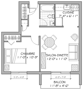 Plan appartement 3½ 435 pieds carrés type c Plan appartement 3½ 435 pieds carrés type c