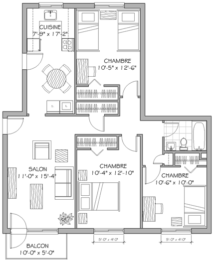 Plan appartement 5½ 1115 pieds carrés type b Plan appartement 5½ 1115 pieds carrés type b